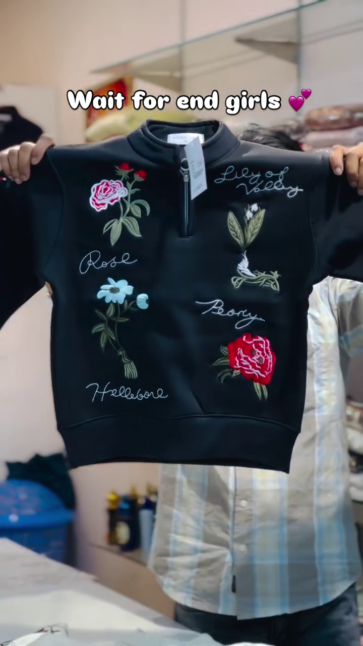 Karan Aujla Premium Winter Sweatshirt – White Half-Zip Floral Print | Authentic Punjabi Streetwear Style