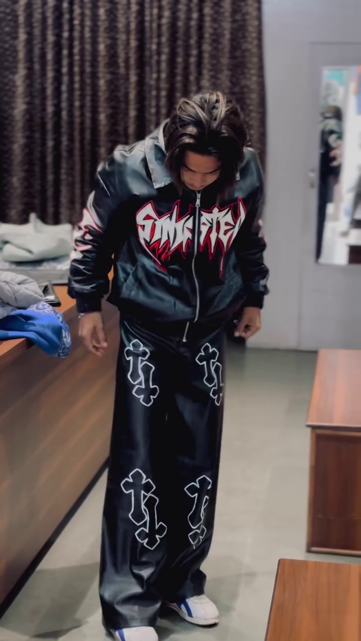 Men’s Cotton Big Cross Baggy Track Pants – Black | Comfort, Style & Streetwear Edge