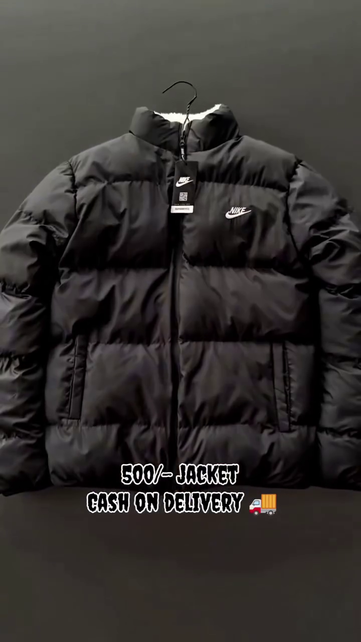 Men’s Black Puffer Jacket – Premium Warmth, Lightweight Design & Sporty Nike-Inspired Style