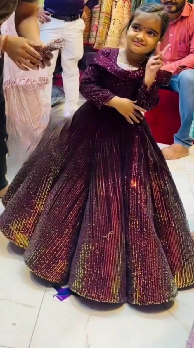 Maroon Sequinned Ball Gown – Glamorous, Elegant & Show-Stopping Evening Wear