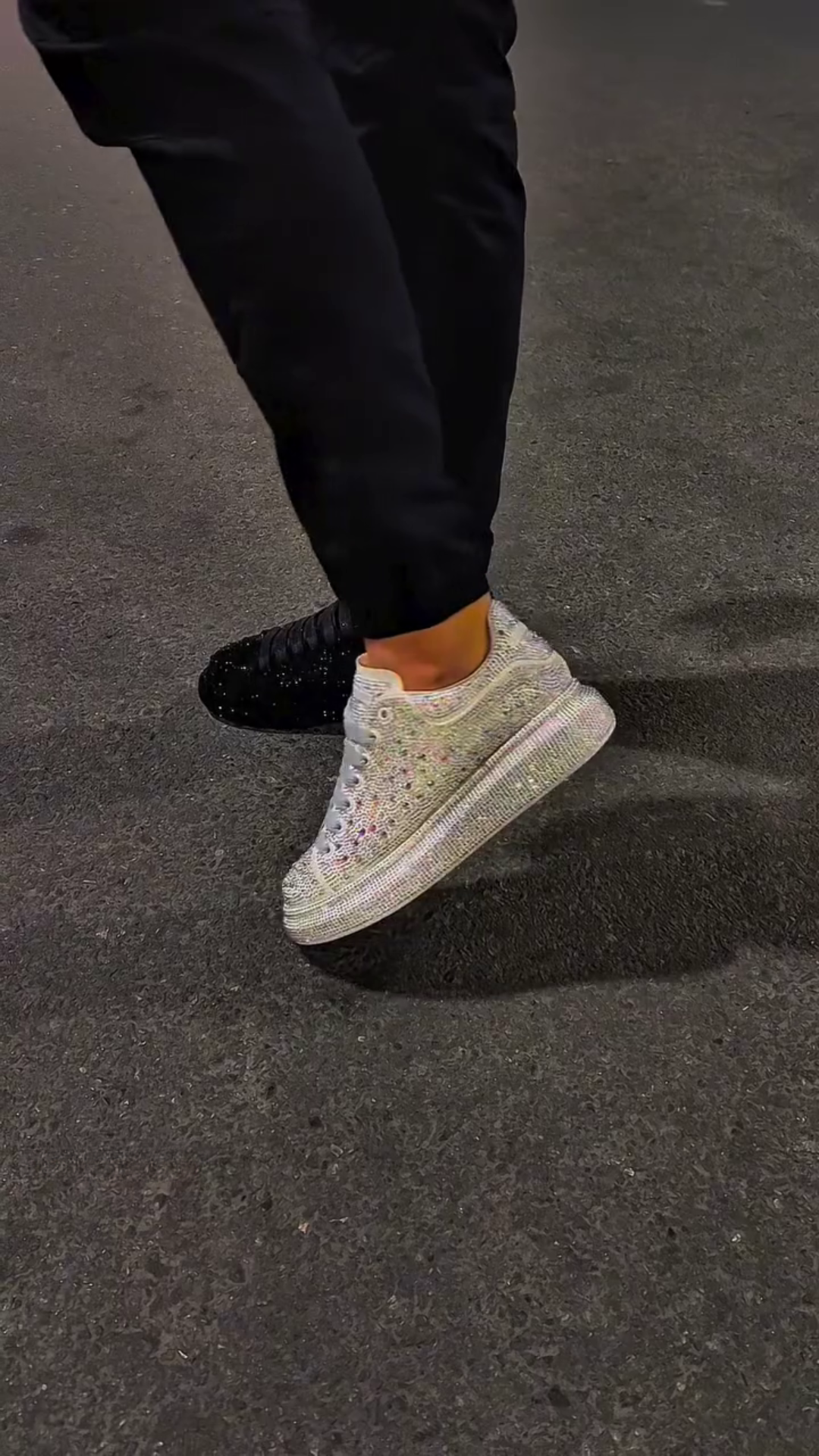 Autumn Women’s Rhinestone Platform Sneakers – Shining Crystal White & Silver Platform Shoes for Trendy Everyday Fashion