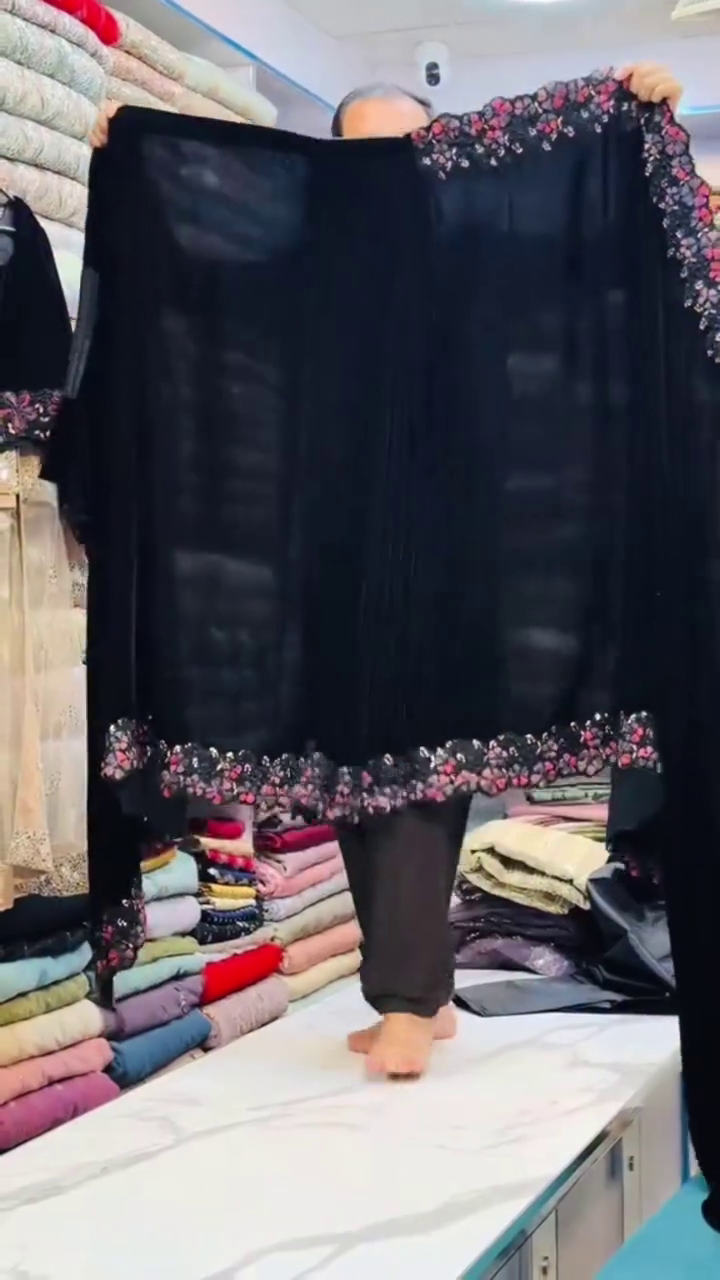 Black Velvet Saree with Handmade Cut Work & Sequin Embroidery – Elegant, Luxurious, and Perfect for Special Occasions